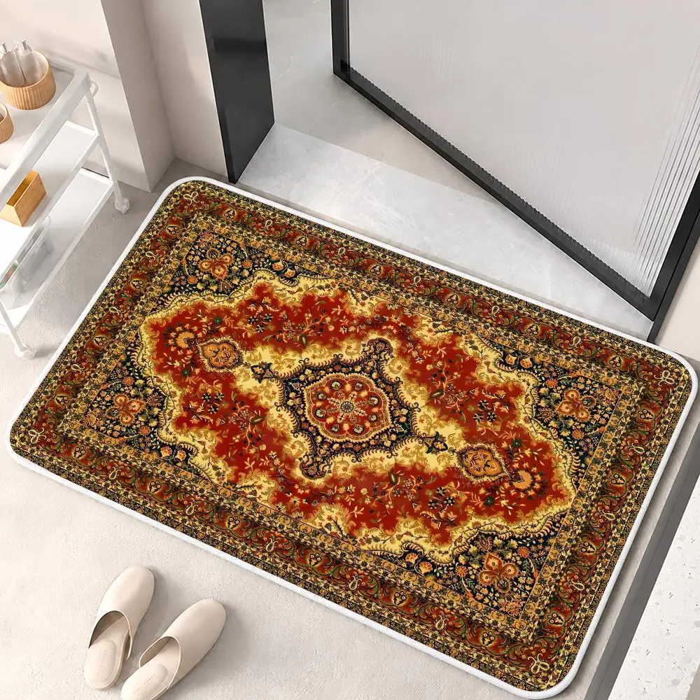 Bohemian Geometric Persia Floor Mat Flannel Rug Soft Non Slip Washable Door Mat For Bathroom Bedroom Kitchen Home Decor