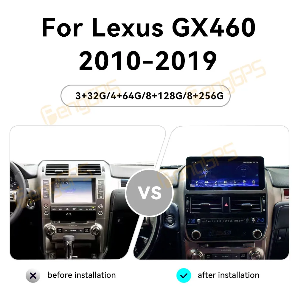 10 inch Android Car Radio Player For Lexus GX460 2010-2019 Tesla Style Multimedia Stereo carplay GPS Navigation Headunit wifi 4G