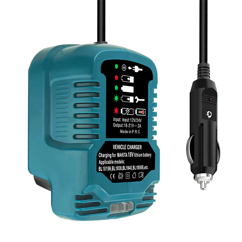 تيار مستمر 12 فولت/24 فولت بطارية ليثيوم أيون شاحن سيارة صغير مدمج ولاعة السجائر التوصيل مع LED لبطارية ماكيتا 18 فولت LXT BL1860 BL1830 #3