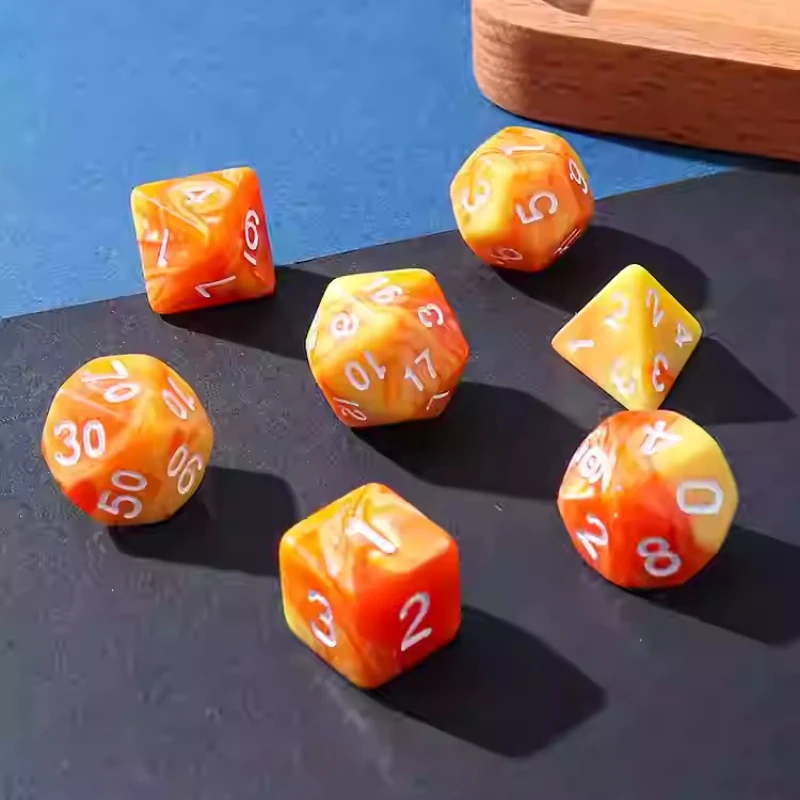 

7 шт./лот многогранные игральные кости D4 D6 D8 D10 D12 D20 набор игровых кубиков для DND RPG TRPG настольная игра аксессуары для ролевых игр