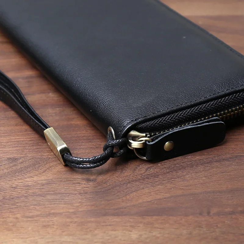 Cabeça camada de couro grande capacidade multifuncional bolsa casual horizontal zíper carteira saco cartão couro genuíno carteira longa