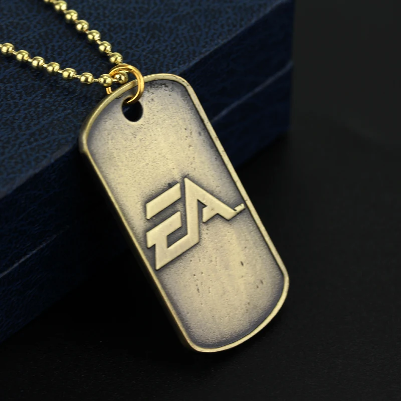 Fashion Jewelry BF4 Battlefield 4 Dog Tag badges Military Card Necklaces Pendants antique Bronze and Tin Necklace for men