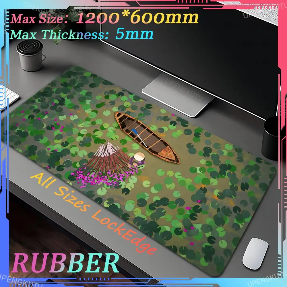 

Коврик для мыши Lotus Sailboat 90x40, большой игровой коврик для мыши, подходит для офиса, дома, резиновый шов, натуральный каучук, нескользящий офисный коврик