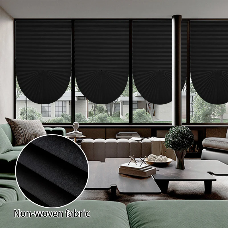 Window Blackout Blind Non-Woven Pleated Blinds Self-Adhesive Sunshade Curtain Kitchen Office Curtains Living Room Balcony Decor