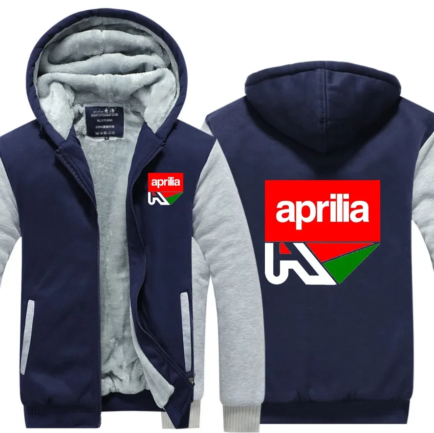 2023 NEW winter printed APRILIA car logo thickened casual coat men's zipper men's Plush coat