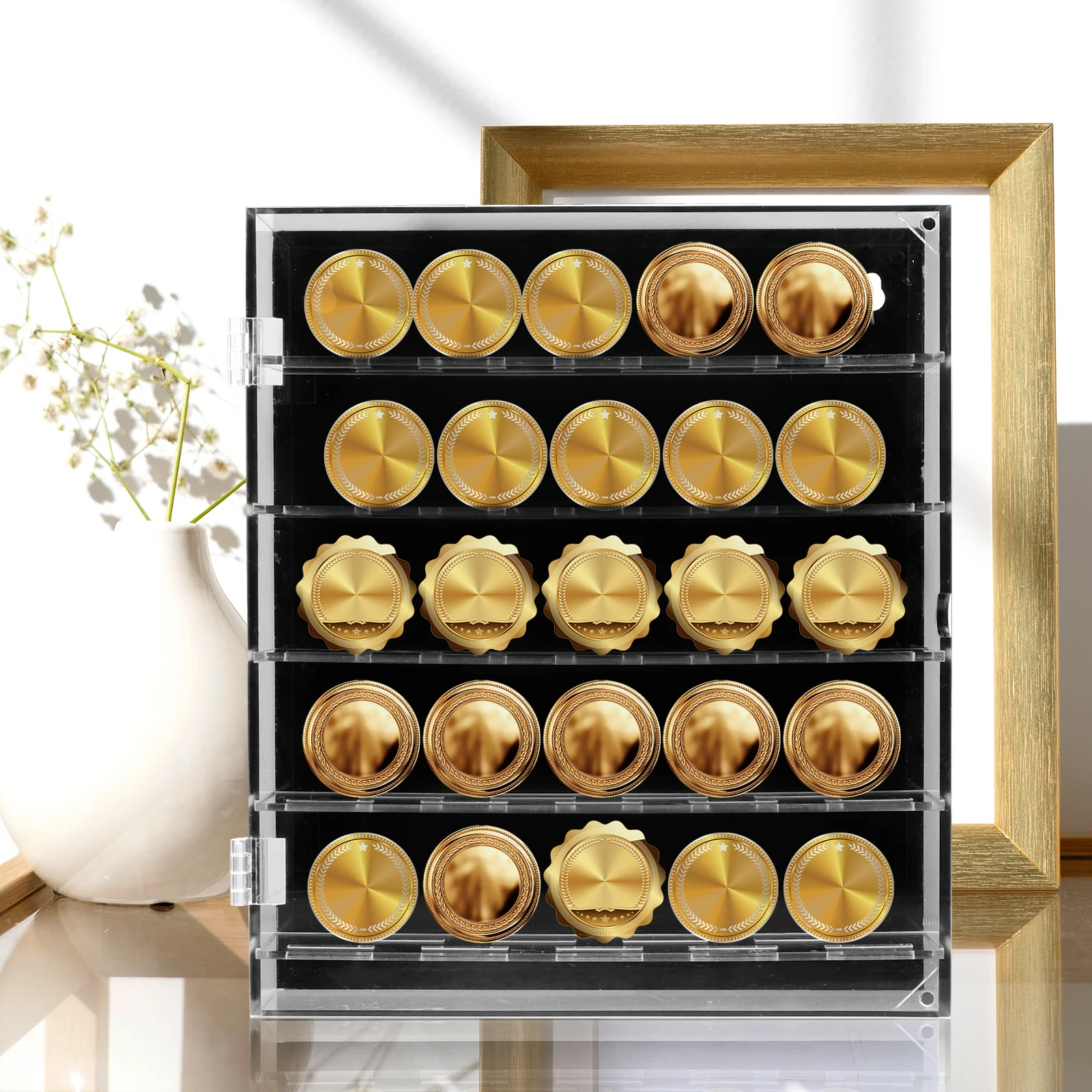 

Coin Box Collection Storage Case Coins Holders Display with Clear Lid Collector