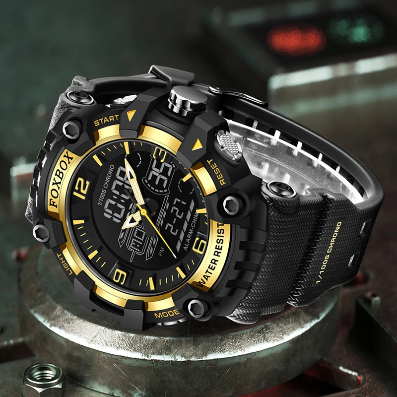 New LIGE Military Watches for Men FOXBOX Luxury Sport Chronograph WristWatch ​Waterproof Quartz Big Clock Digital Male Watch