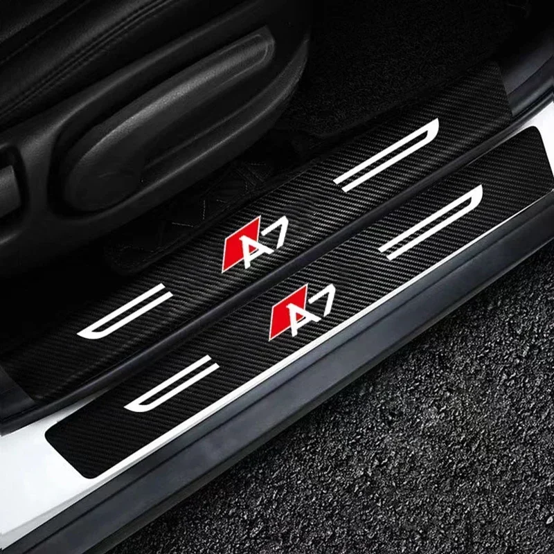 Car Door Threshold Anti Scratch Waterproof Sill Sticker For Audi A7 Logo Interior Anti‑Kick Stickers Auto Decor Accessories