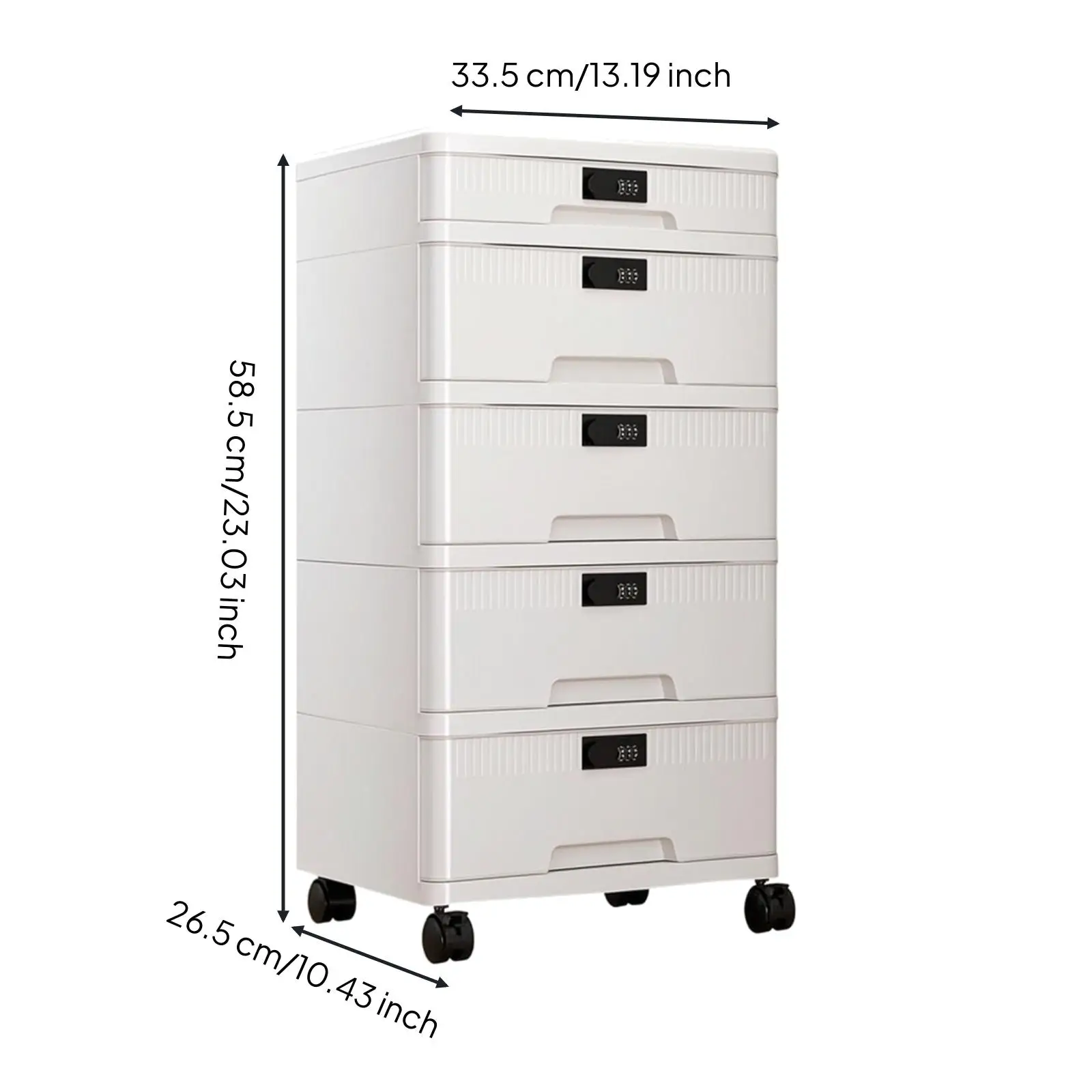 Mobile Lockable File Cabinet 30cm Drawer Depth Rolling Storage Unit with Locks for Home Office Cubicle Bedroom Use