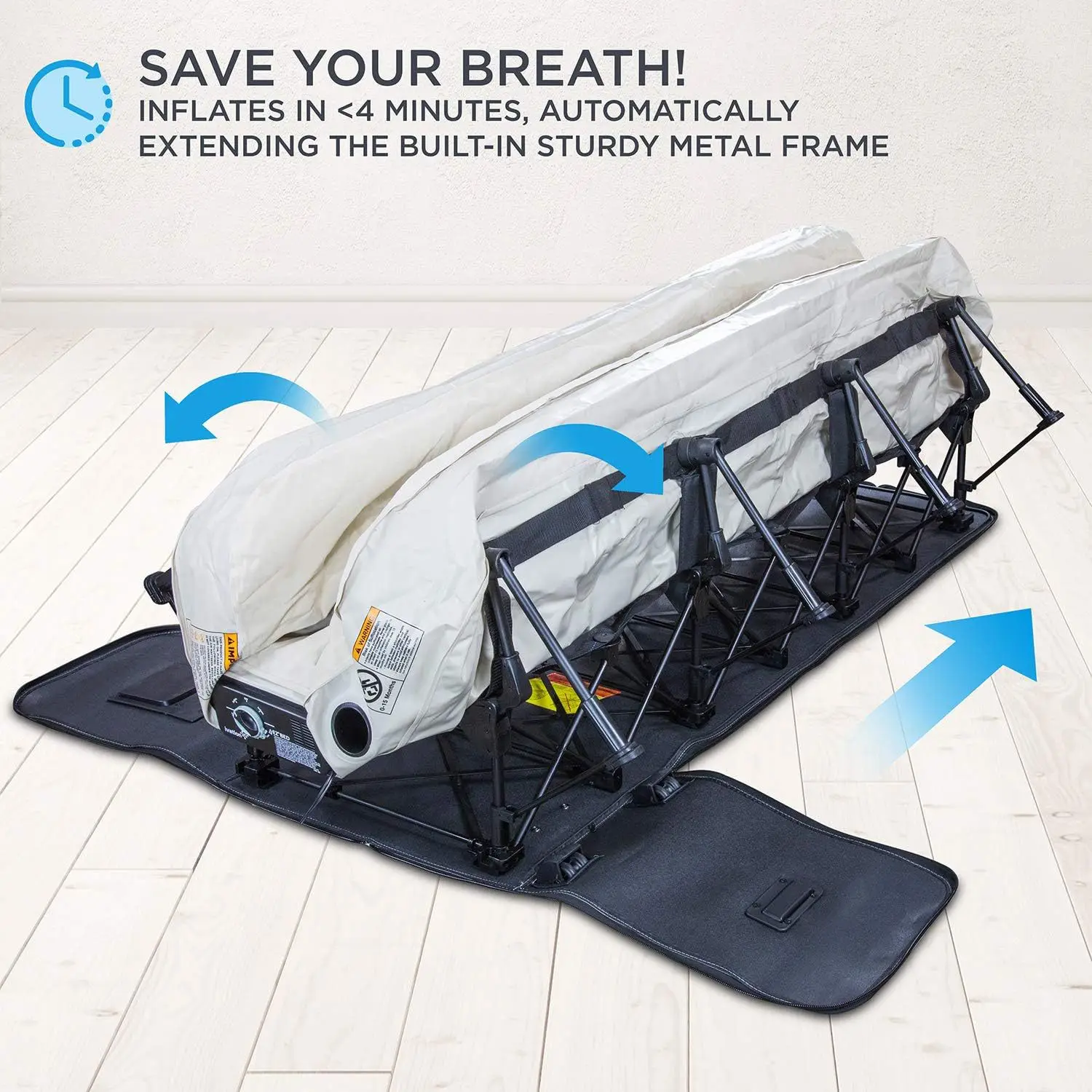 Self Inflatable Bed with Pump Sleeping Mattress with Frame Rolling Box Inflatable Bed with Legs for Travel Camping