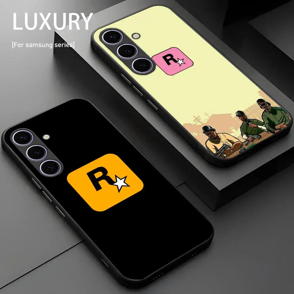 COOL R star G-GtA 5 Grand Phone Case For Samsung Galaxy S25 S24 S23 S22 S21 S20 Plus Ultra Note20 Soft Black