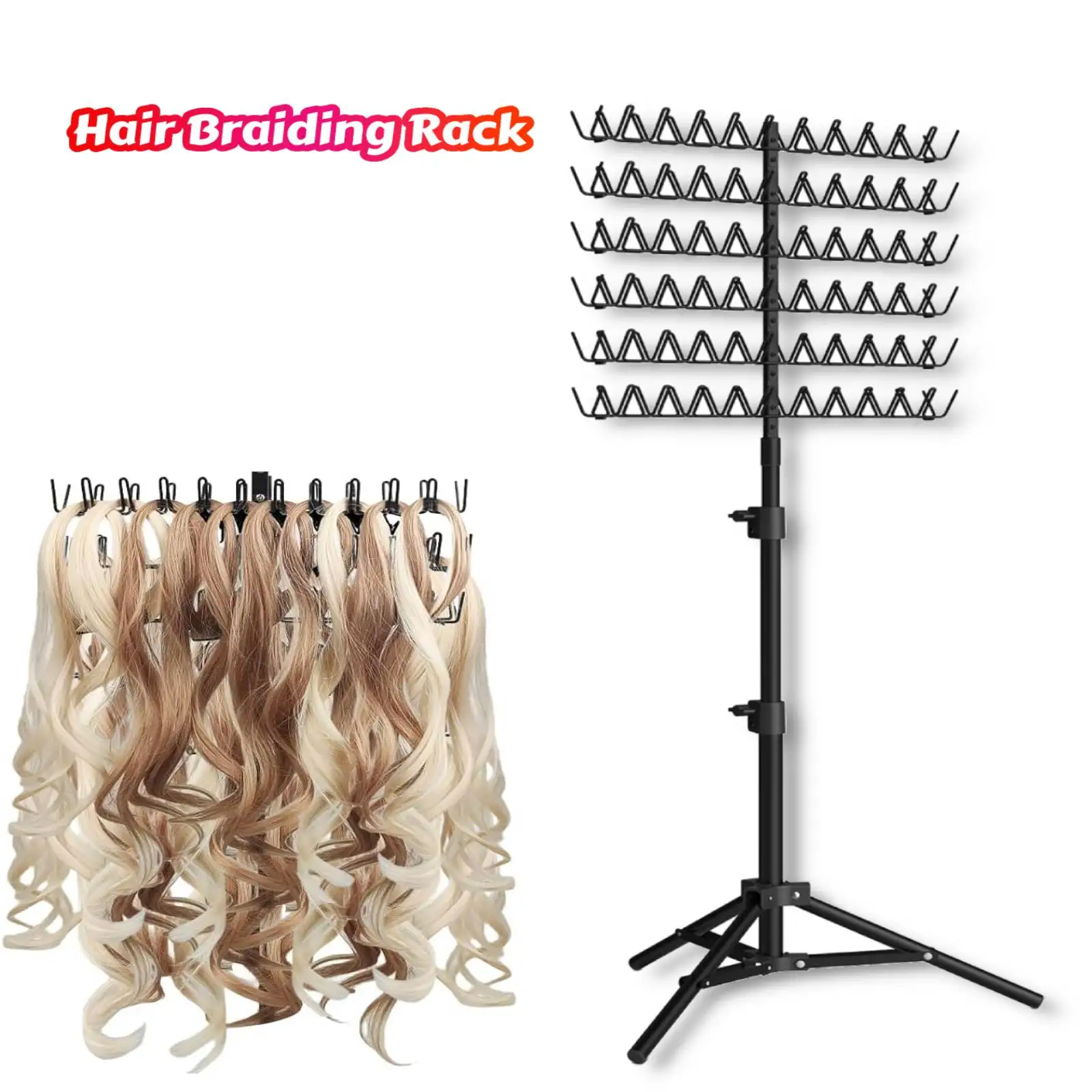 Hair Braiding Rack Save Time and Prevent Tangles Stable 2 Side Easy to Install Tripod Base for Salon Home Foldable Hair Holder