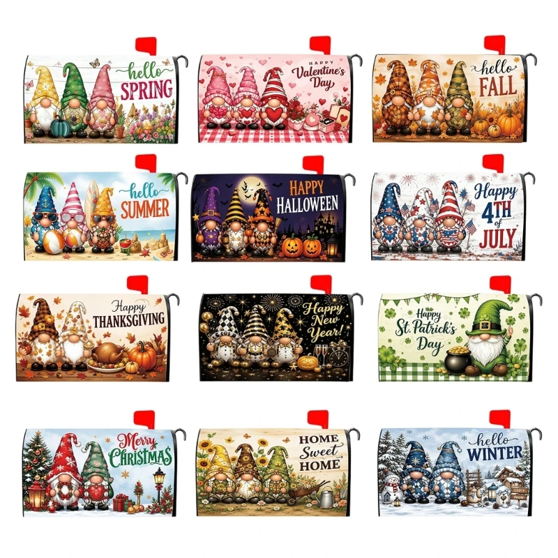 Mailbox Cover with Character Artwork for Standard Curbside Boxes, Outdoor Seasonal Accent with Easy Placement B03E