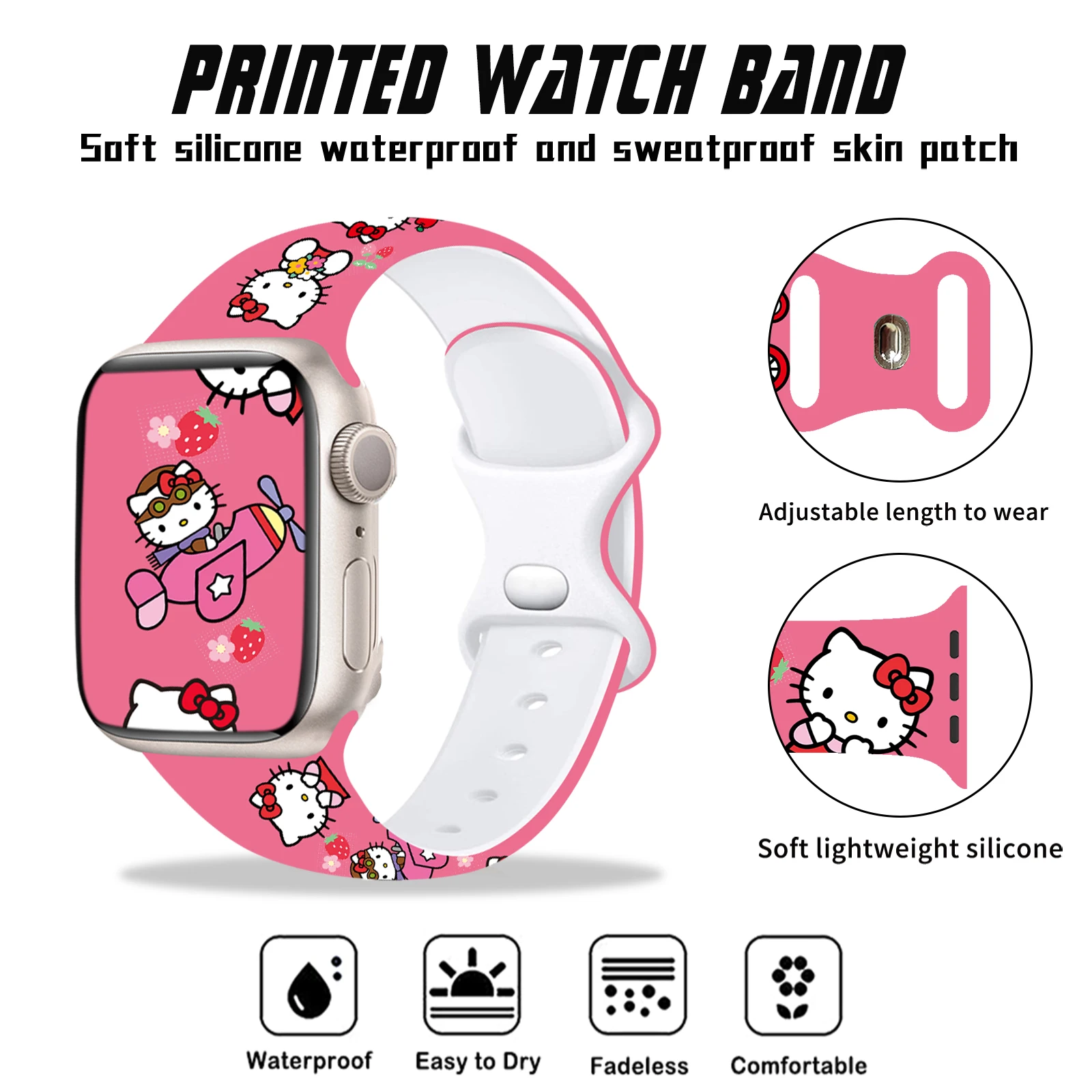 سانريو KT حزام الطباعة القط لساعة أبل 11 10 9 8 7 الفرقة استبدال سوار ل iWatch 46 مللي متر 42 مللي متر 41 مللي متر 40 مللي متر حزام الساعات #2