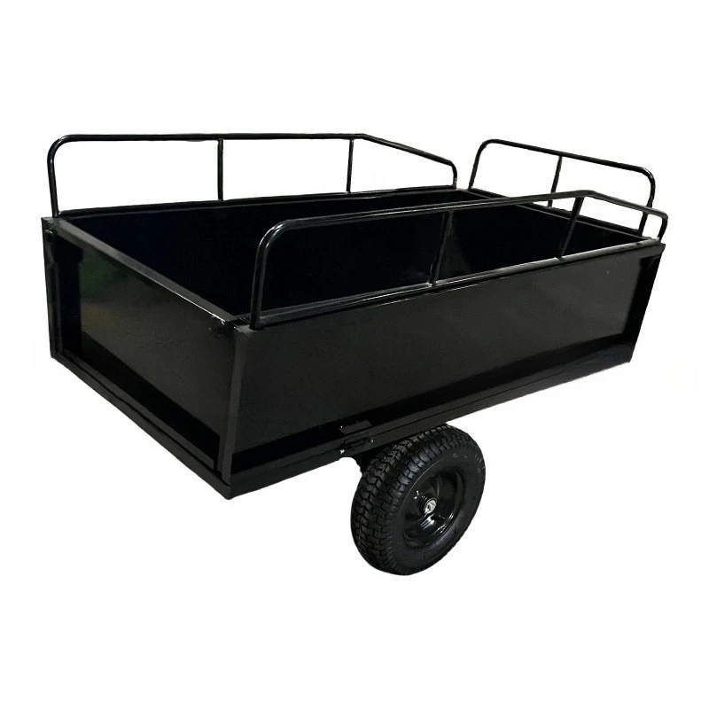 2025Atv Rimorchio da giardino Rimorchio da traino Carrello di scarico per rimorchio ATV per carichi pesanti con pareti laterali rimovibili