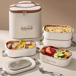 1500ml Double Layers Stainless Steel 304 Thermal Lunch Box with Insulation Bag Leak-Proof Bento Box Adult Student Food Container