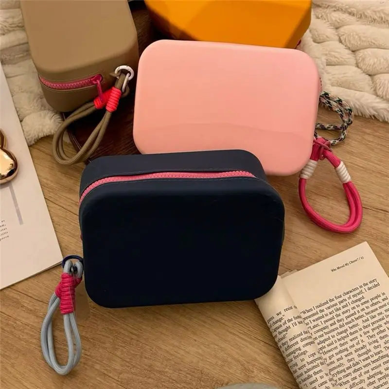 ABRT-New Portable Silicone Storage Bag Large-Capacity Waterproof Zipper Bag Desk Storage Washing Bag Lipstick Bag