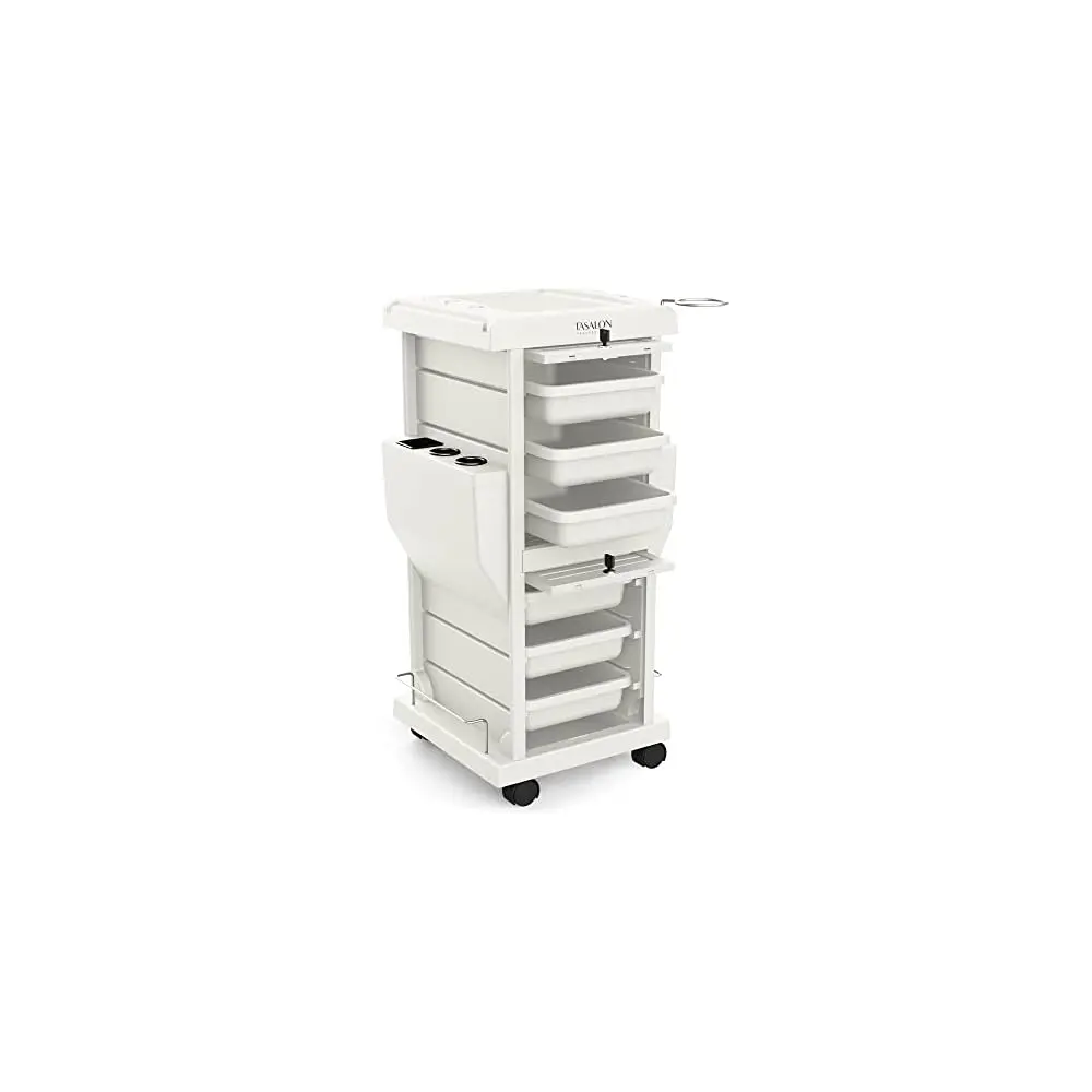 

Salon Trolley Cart With Lock, 6 Lockable Trays + 2 Holders, Rolling Storage Cart For Hair Salon, Beauty, Barber Station -