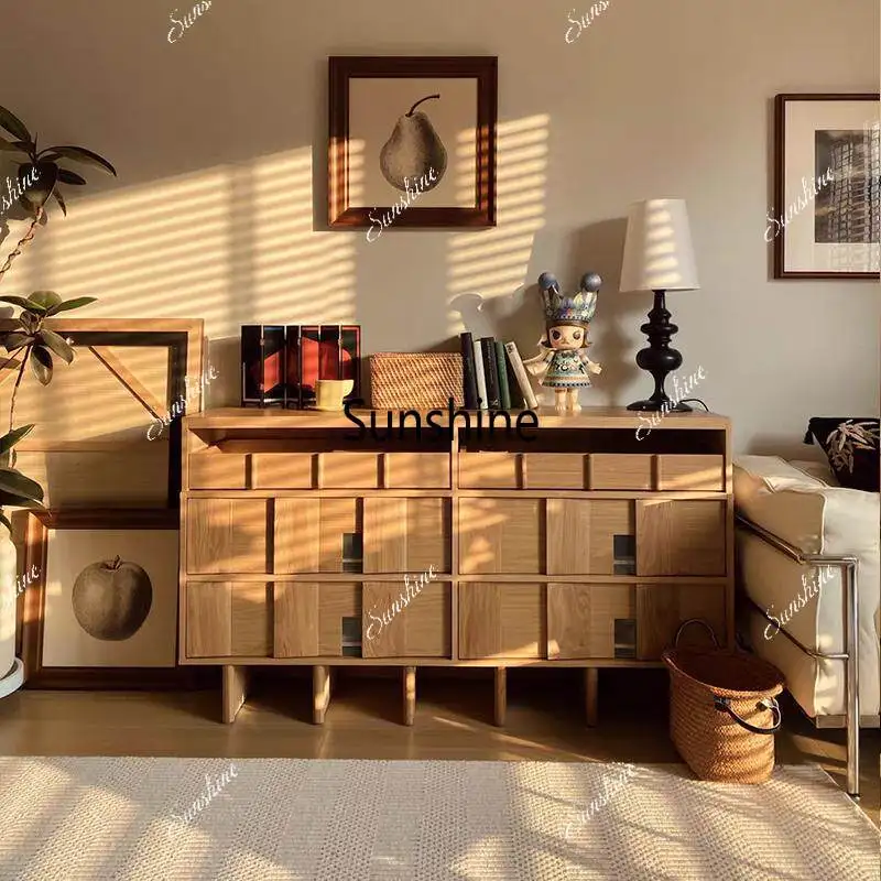 

French retro solid wood chest light luxury high-end entrance can be customized