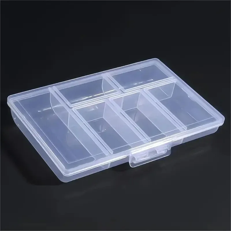 6-Grid Transparent Jewelry Storage Box - Earring & Ring Organizer with Nail Accessory Compartment
