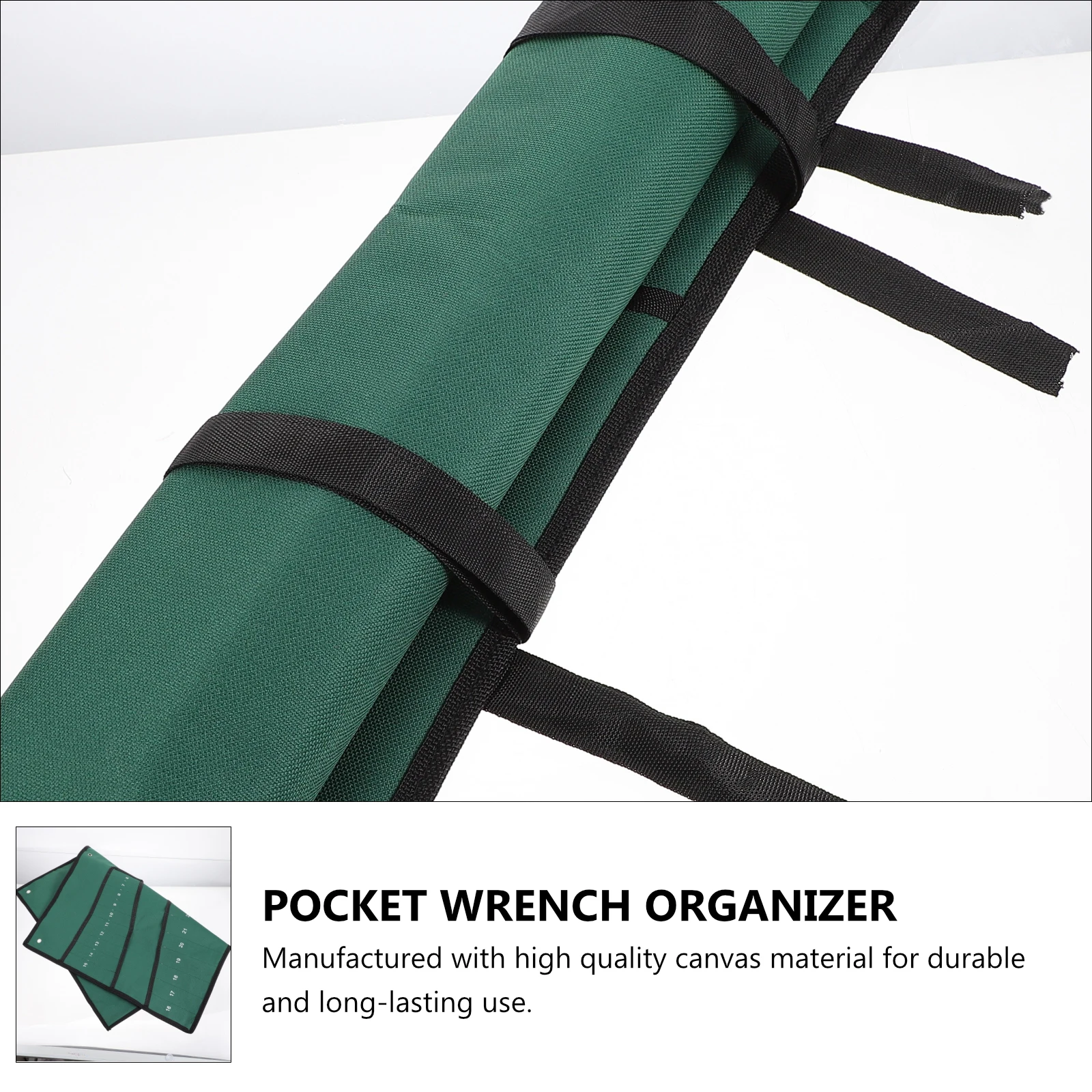

Wrench Storage Bag Canvas Roll Up Tools Portable Durable Pouch Green Pocket ganizer Lightweight Spanner Pouch Fold Down Flap
