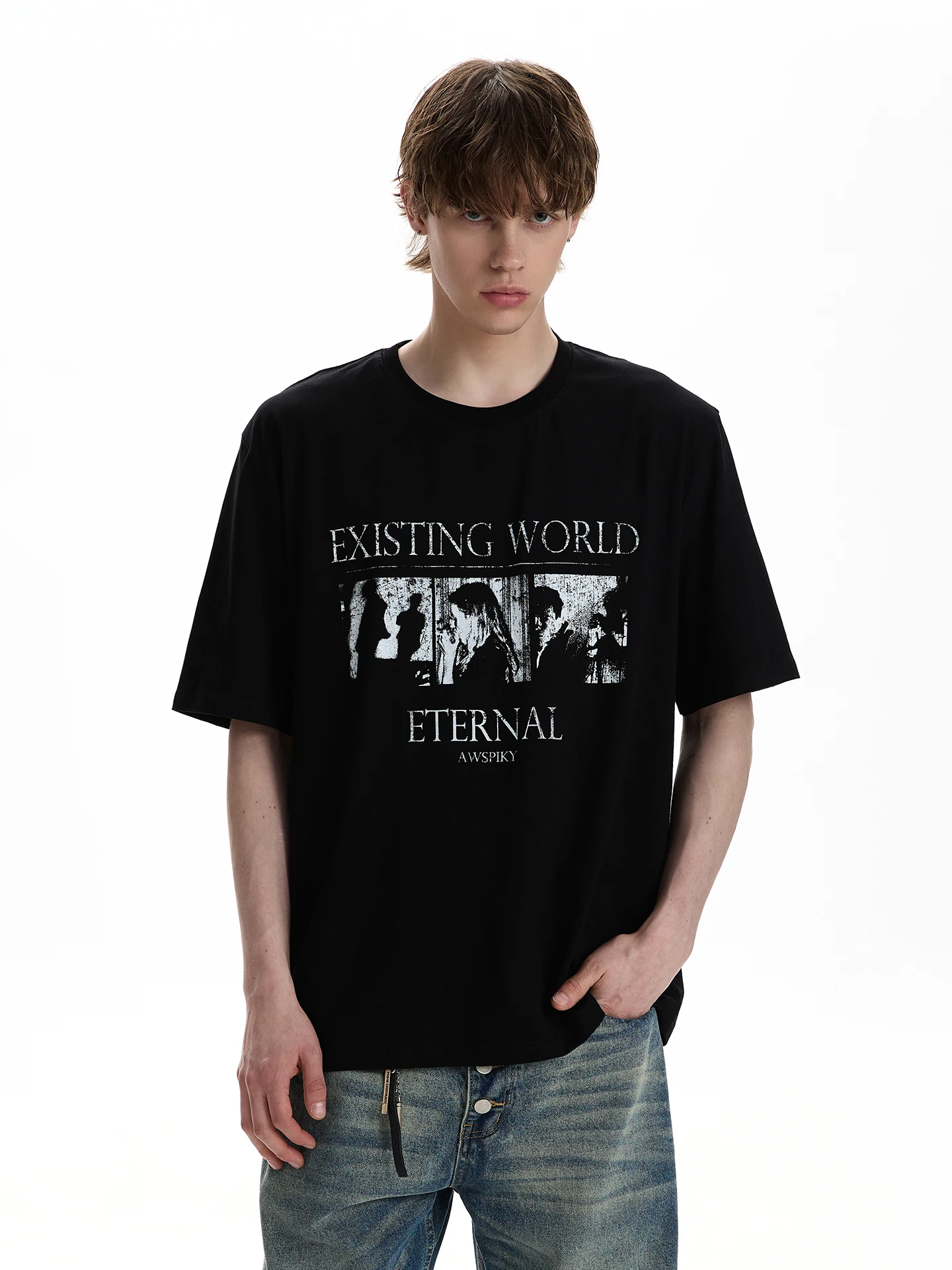 

a PUEE Vintage Street Style Short Sleeve T-Shirt Unisex Loose Fit Breathable Cotton Casual Top for Youth Summer Fashion