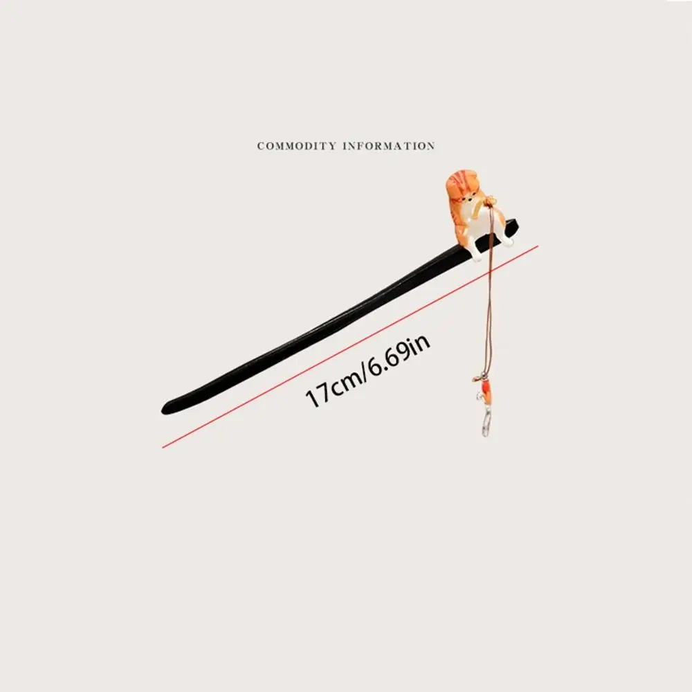 القط الصيد عصا الشعر الخشبية خشب الصندل الأسود شرابة Hanfu دبوس الشعر العصي الشعر للكعك Hanfu أغطية الرأس Hanfu اكسسوارات #6