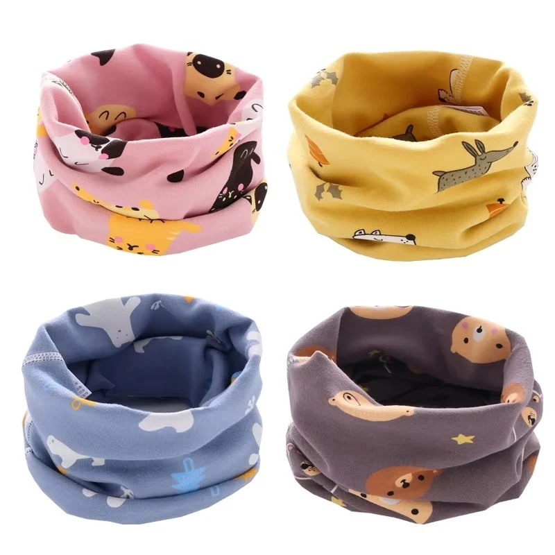 1/2pcs Windproof Kid Scarf Spring Winter Boys Girls Neck Warm Foulard Scarves Muffler Outdoor Cotton Scarf Ear Cap Infant Necker