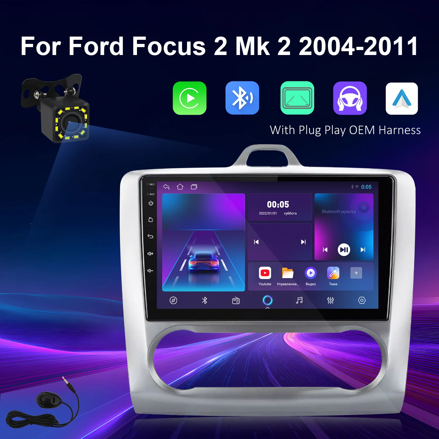 

KSPIV Android 14 Car Radio For Ford Focus 2 Mk 2 2004-2011 Multimedia Video Player Navigation Stereo GPS 2 Din Smart Carplay