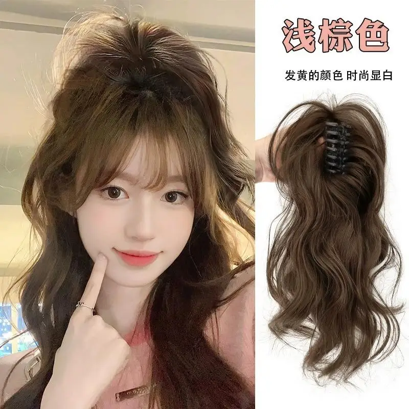 Synthetic Wig Female Long Hair Simulates The Vitality of The Girl Light No Drop Feeling Half Tied Princess Waterfall Curly Hair