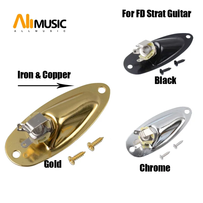 10pcs Boat Style Jack Plate 6.35mm Guitar Pickup Output Input Loaded Plug Socket Replacement for FD ST Electric Guitar Part