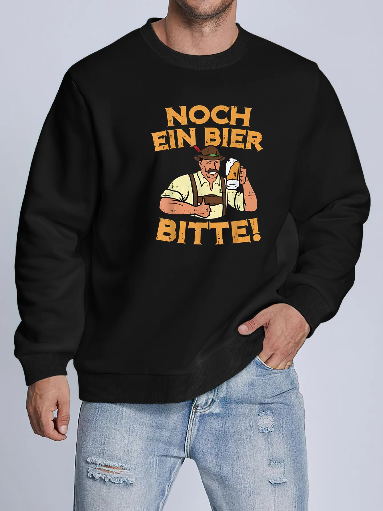 Sudadera con capucha Oaktabef bávaro para hombre, sudadera de fiesta de cerveza alemana con patrón "NOCH EIN BIER BITTE!"