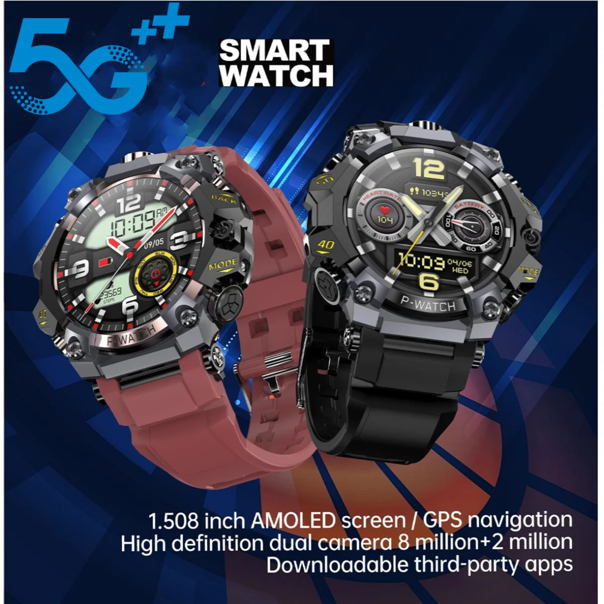 2025 NEW 5G Full Netcom Smartwatch Android system 1.508 inch 466*466 Amoled Screen 800W Dual Camera Fashion Smart Watch GPS WIFI