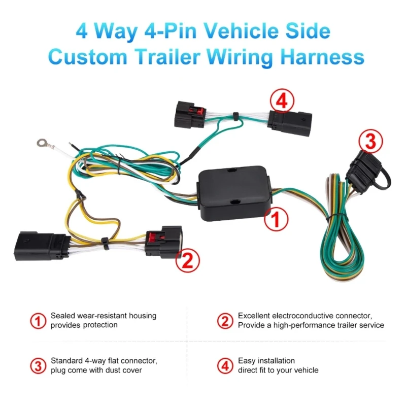 Vehicle Trailer Light Wiring Harness Hookup Device 56407 Secure Connection Suitable for Safe Towing Enhanced Road Safety