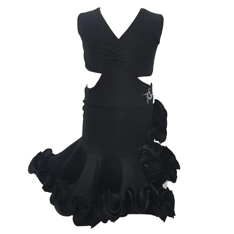 Kinder Latin Tanz kleid schwarze Spitze Übungs kleidung Chacha Rumba Tango für Mädchen Latin Dance Performance Kostüme dn17790