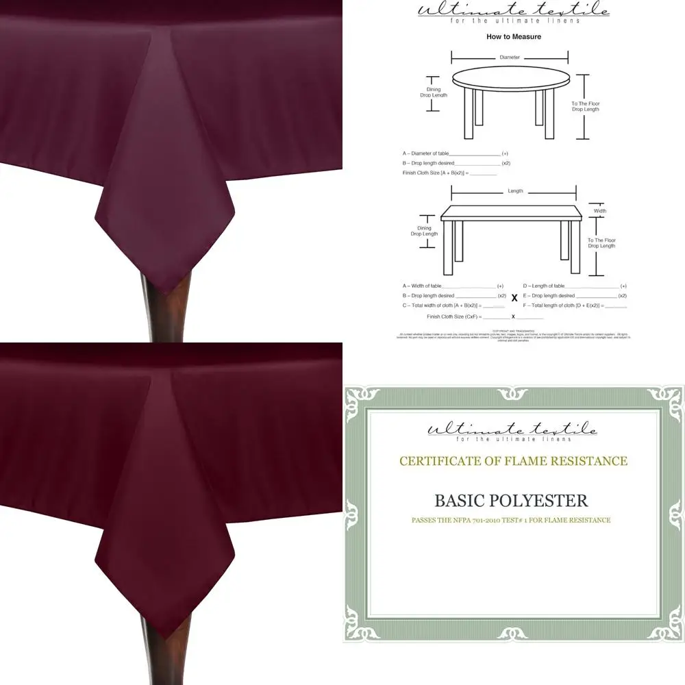 

72 Inch Polyester Linen Tablecloths - 5 Pack, Magenta Square Tablecloths for Events and Dining