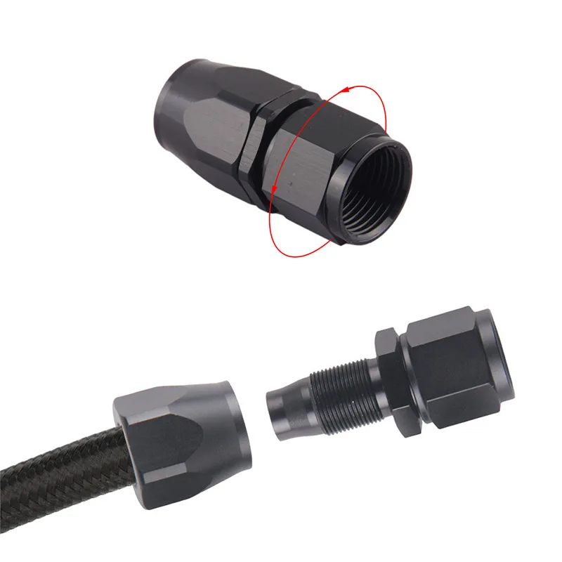 2 Stuks CPE Brandstofslang Swivel Adapter Fittings Aluminium AN4/6/8/10 Slang End Adapter fittingen Olie Brandstofslang Fitting 0/45/90 Graden