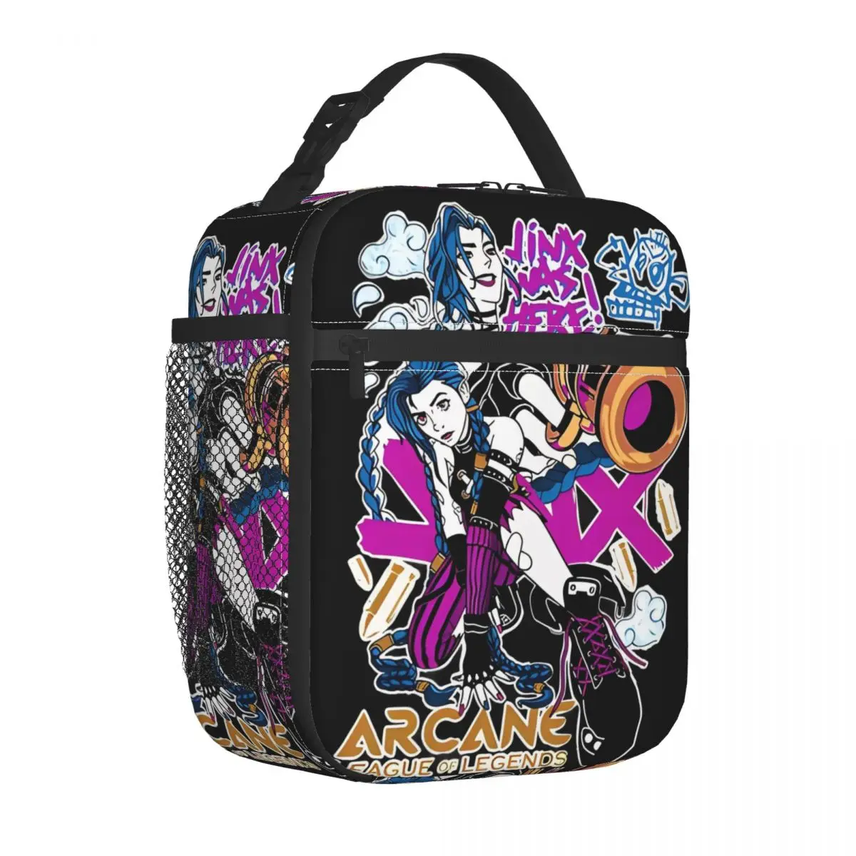 Arcane League Jinx Graphs Insulated Lunch Bags Thermal Bag  Meal Container Leakproof Tote Lunch Box Girl Boy College Travel