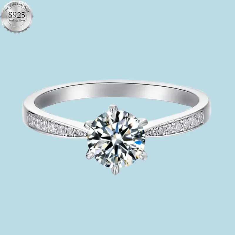 

1CT 6.5mm New 925 Sterling Silver Moissanite Wedding Band Sterling Silver Rings D VVS1 Diamond Ring for Women GRA Certificate