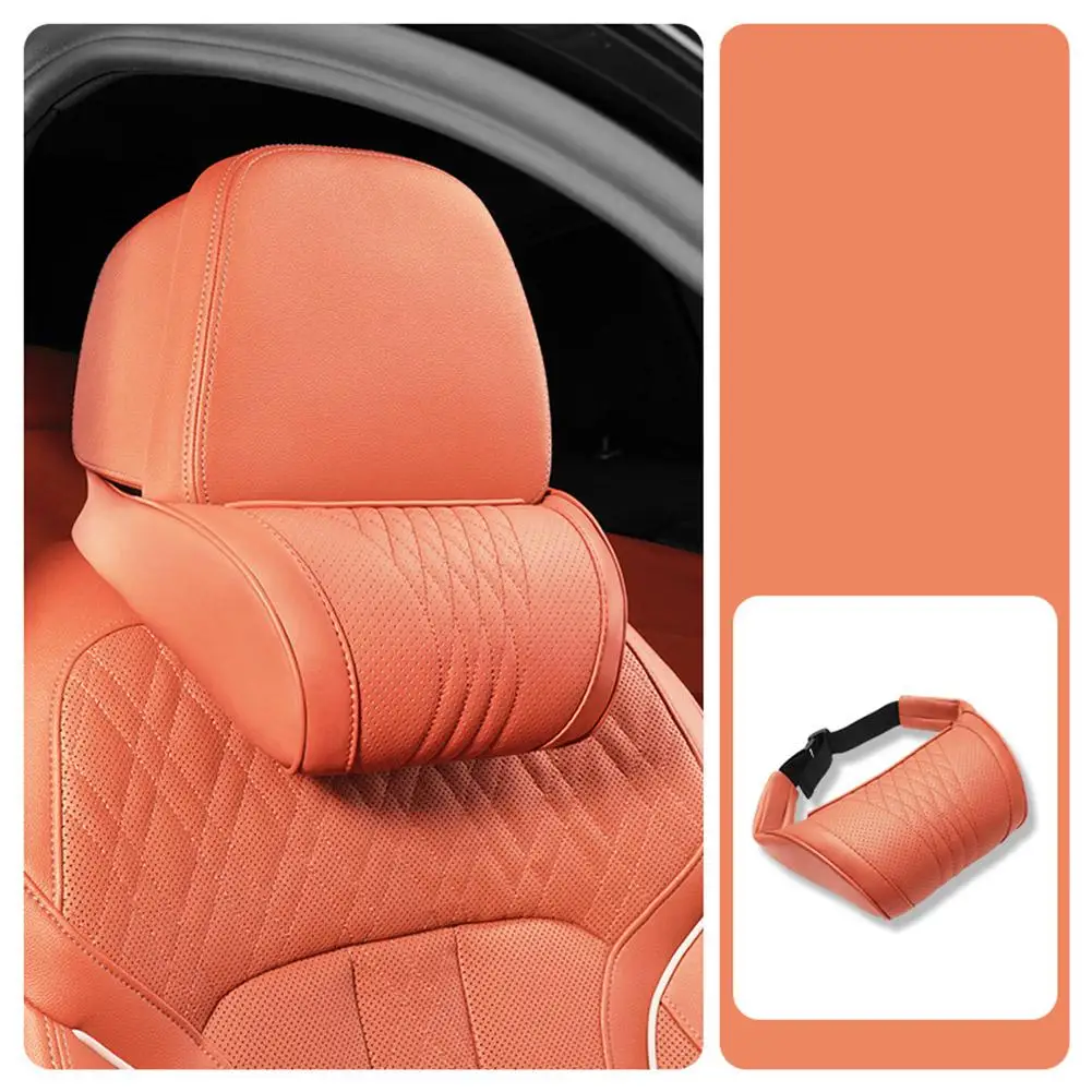 Universelles Auto-Kopfstützenkissen, atmungsaktives Leder-Nackenstützkissen für Fahrten, Reisen und Entspannung, Autozubehör – Detail 15