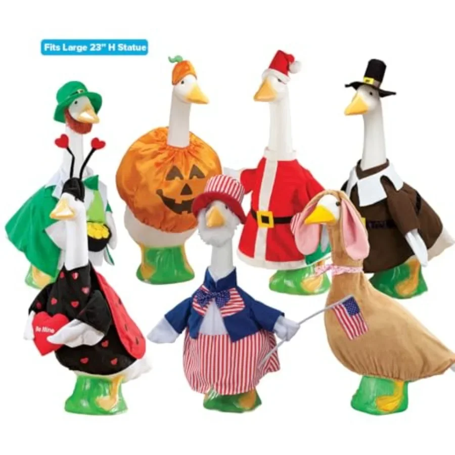 Gaggleville All Seasons Goose Outfit Bundle - Includes 7 Seasonal Outfits, Fits Large 23 H Statue