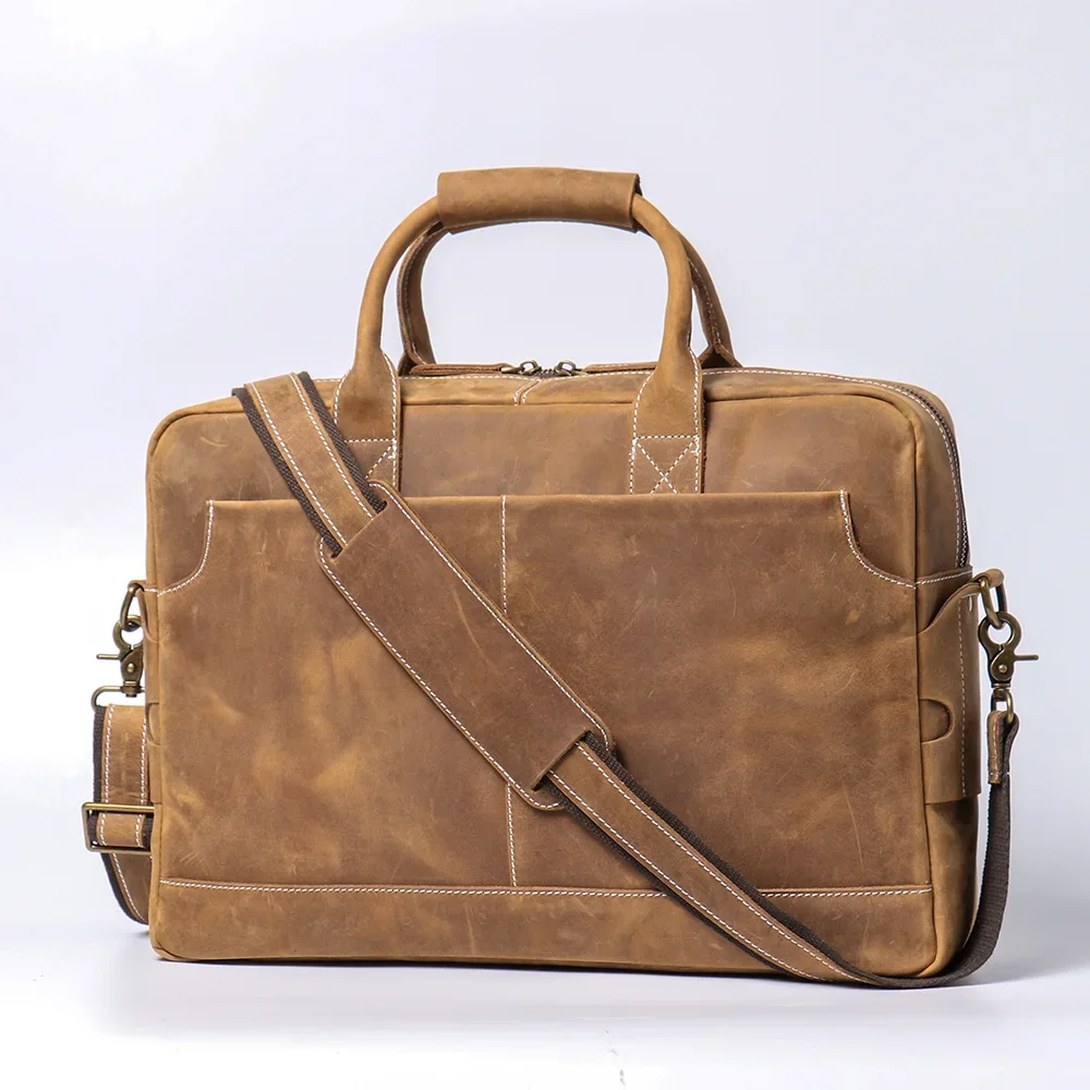 Vintage Leder Aktentasche für Männer, Schulter tasche für Business und täglichen Gebrauch