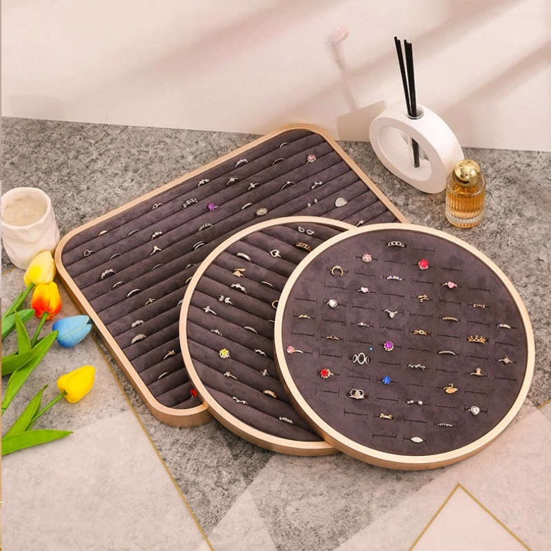 

Luxury Jewelry Showcase Tray Counter Necklace Jewellery Displays Pallet Jewelers Rings Display Salver Live Stream Organizer Tray