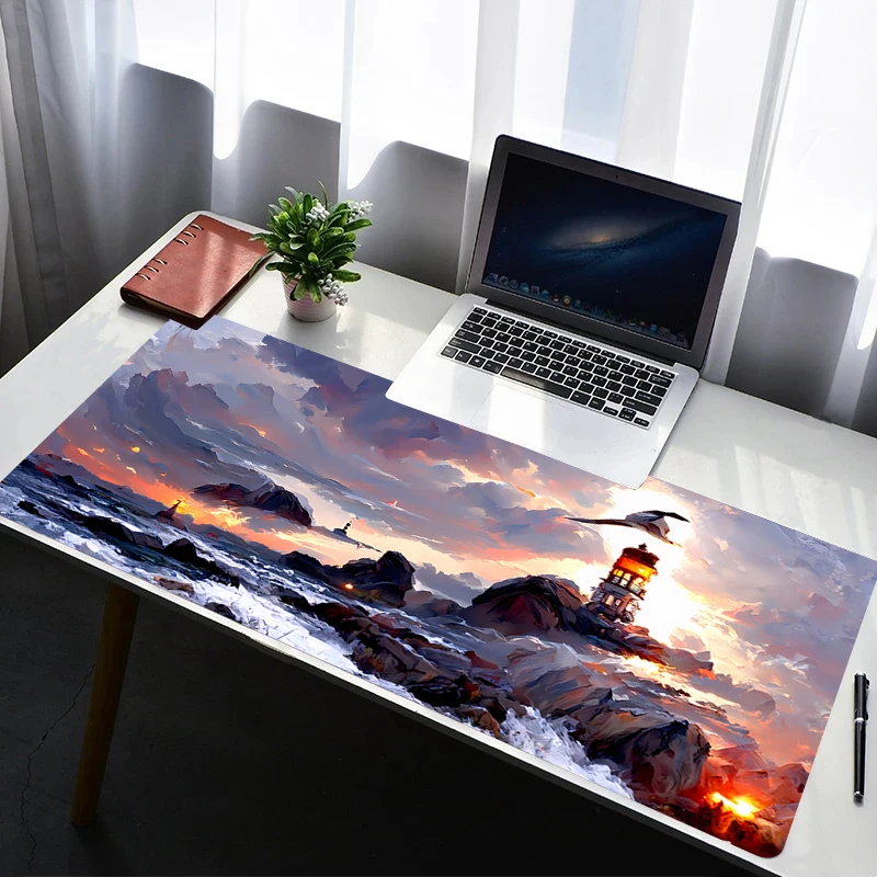 

Anime Mousepad Gamer Gaming Mouse Pad Desk Mat Personality-Filled Lighthouse Playmat Computer and Office Cabinet Keyboard Pad