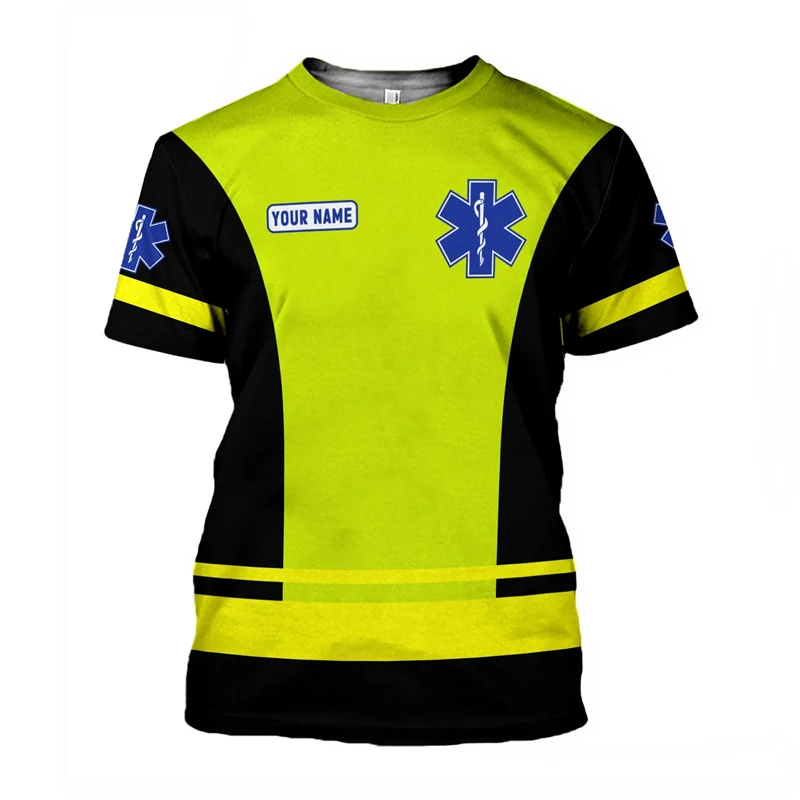 2025 New Custom Name Cosplay EMS Tee Paramedic EMT Worker Retro T Shirts Retro 3D Printed Casual Vintage T-Shirt Short Sleeves