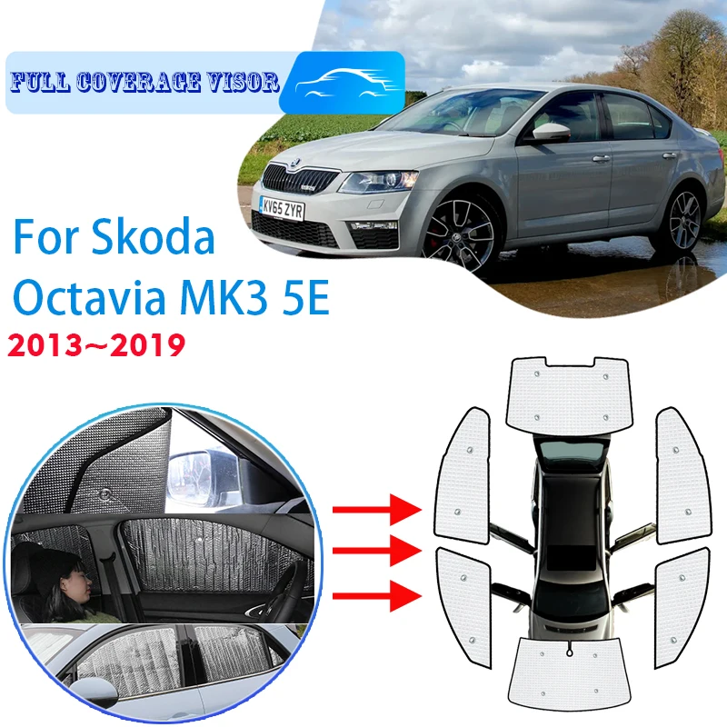 

Full Covers Sunshades For Skoda Octavia 3 A7 MK3 5E 2013~2019 Sedan Car Accessories Sun Protection Windshields Side Window Visor