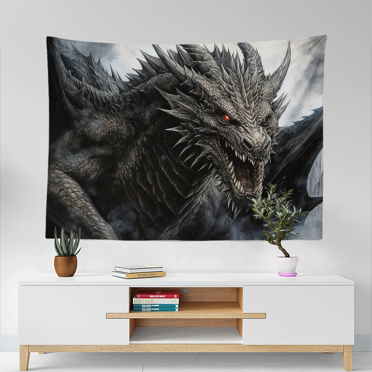 1PC Dragon pattern Tapestry Wall Hanging,Fantasy Cool pattern Wall Art,For Teenage Boys Men's Bedroom Living room Dormitory