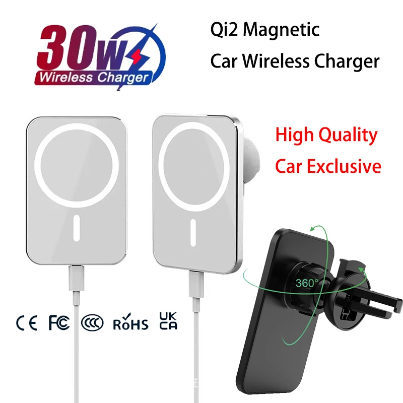 

Автомобильное крепление 15 Вт Qi2 Магнитное автомобильное беспроводное зарядное устройство Подставка для iPhone Samsung Huawei OPPO Xiaomi Автомобильное зарядное устройство Вентиляционное отверстие Держатель телефона