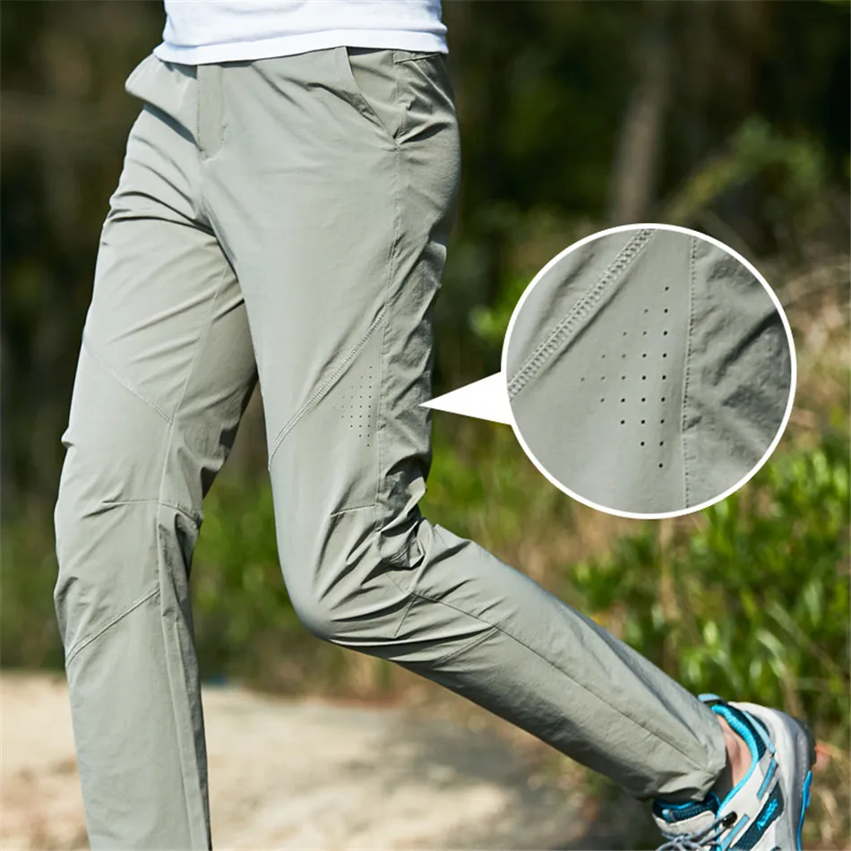 Summer Mesh Ice Silk Quick-dry Pants Men Large Size Loose Elastic Women Outdoor Ultra-lightweight Sports Hiking Casual Trousers