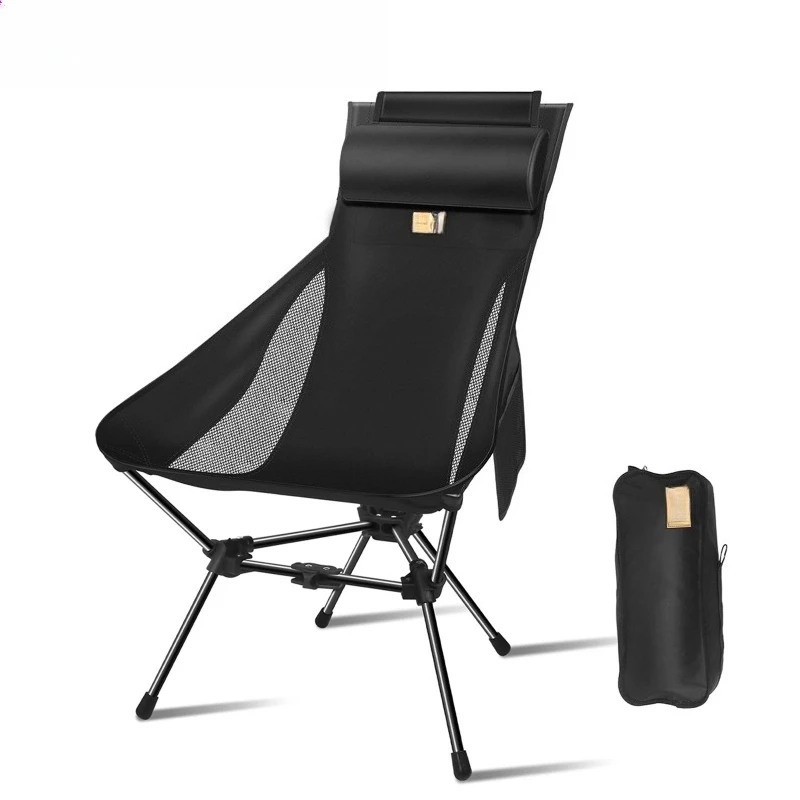 Lightweight Folding High Back Camping Chair with Head Support Portable Compact Outdoor Travel Picnic Beach Longue Chair